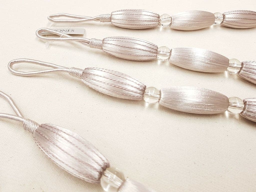 2 Dove Grey Curtain Bead Rope Tie Backs Pimlico HB660/DG Pair